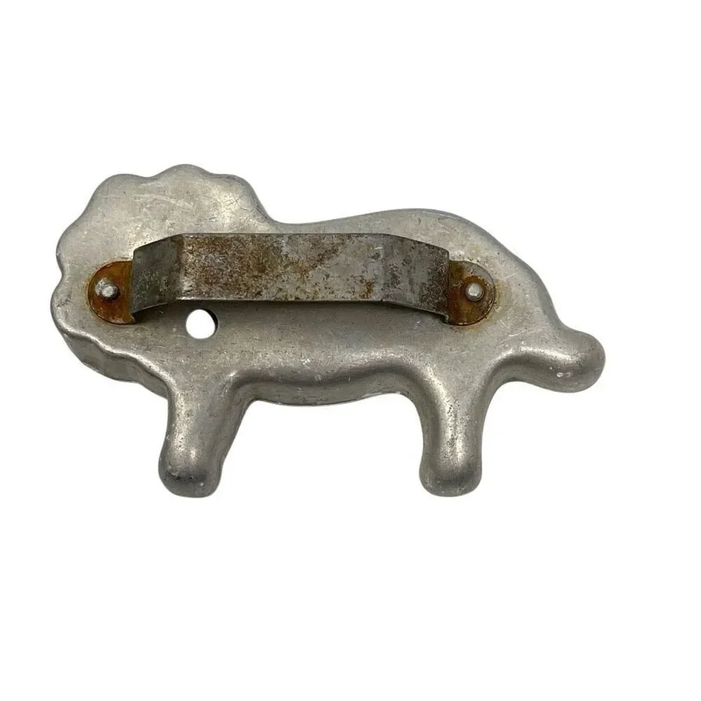Lot of 3 Vintage Aluminum Cookie Cutters w/Handles Horse Lion Christmas Tree